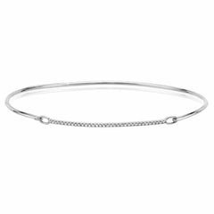 14k gold diamond bar bangle in white