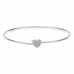 heart pave hook bangle in white gold