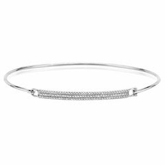 Diamond Pave Bar Bangle in White Gold