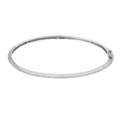 simple diamond bangle in white gold