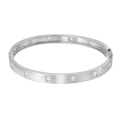 baguette diamond bangle in white gold