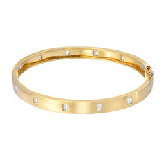 baguette diamond bangle in yellow gold