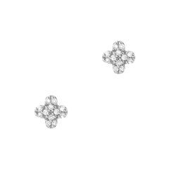 14k gold and diamond lucky four leaf clover stud earrings