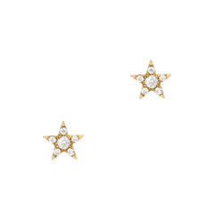 14k gold and diamond mini star studs