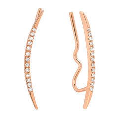 crawler earrings with diamonds and high polished tips