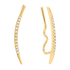 crawler earrings with diamonds and high polished tips