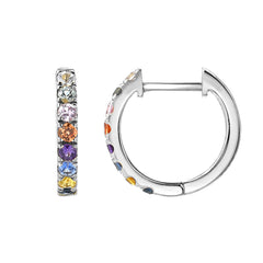 rainbow multicolor sapphire huggie hoops