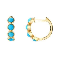 turquoise and gold huggie hoop earrings