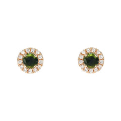 14k gold and diamond chrome diopside and diamond rosie stud earrings