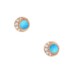 mini turquoise and diamond moon phase earrings