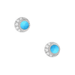 mini turquoise and diamond moon phase earrings