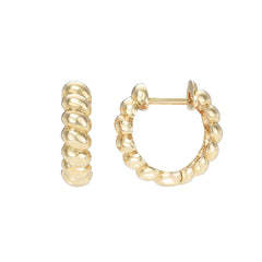 thick twist huggies in 14k gold