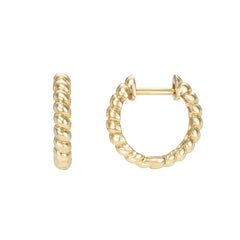 14k gold rope texture twist huggies