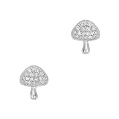 mini toadstool studs in gold and diamonds