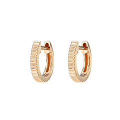 14k gold mini high polish textured huggie hoops