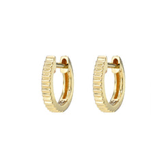 14k gold mini high polish textured huggie hoops