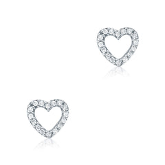 14k gold and diamond open silhouette heart earrings 