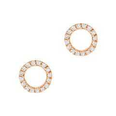 14k gold and diamond mini open circle studs