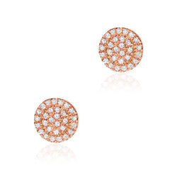 Medium Round Pave Diamond Post Earrings - 6.5mm Diameter