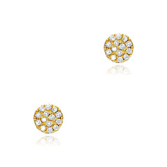 14k gold disc earrings with all natural micropave diamonds