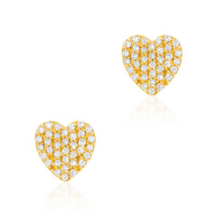 heart shape gold and diamond stud earrings