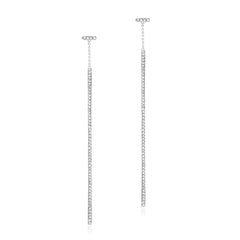 cascading diamond bar post back earrings in 14k white gold