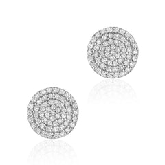 14k gold and diamond disc stud earrings