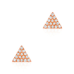 triangle stud earrings in 14k gold with diamonds