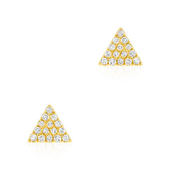 triangle stud earrings in 14k gold with diamonds