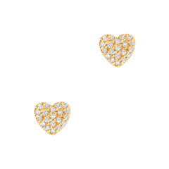 love heart diamond and gold stud earrings