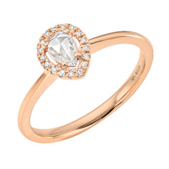 pear shape rose cut diamond halo ring