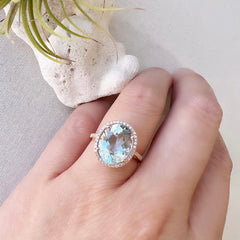 Aquamarine oval ring