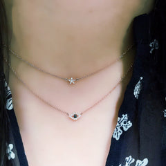 petite star choker necklace being worn