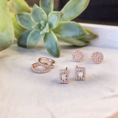 6.5mm diameter pave diamond post earrings