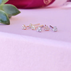 extra petite diamond heart post earrings