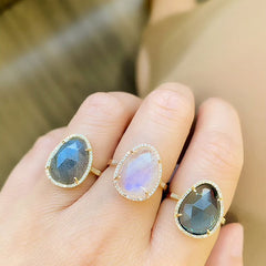 organic shape rings in a variety of natural hues