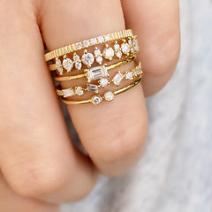 five diamond petite linear texture band