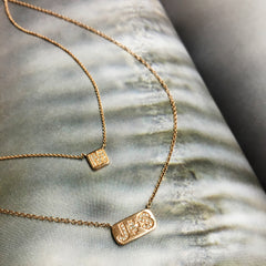 petite initial tag necklace with diamonds