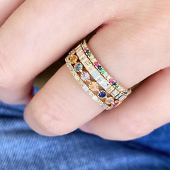 grace ring with rainbow sapphires