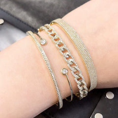 Classic diamond bracelets stacked