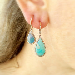 One of a Kind Elongated Teardrop Paraiba Tourmaline Earrings