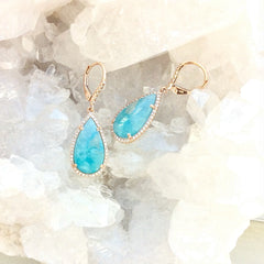 One of a Kind Elongated Teardrop Paraiba Tourmaline Earrings