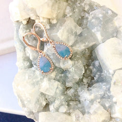 One of a Kind Teardrop Paraiba Tourmaline Earrings in Rose Gold