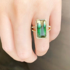 one of a kind split shank tourmaline ring