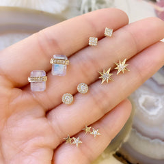 Petite diamond halo post earrings