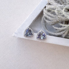 One of a Kind Trillion Cut Tanzanite Post Earrings