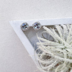 One of a Kind Cushion Cut Tanzanite Post Earrings