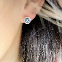 One of a Kind Cushion Cut Tanzanite Post Earrings