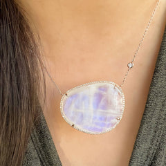 large rainbow moonstone necklace