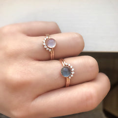 aura ring in rose gold and london blue topaz